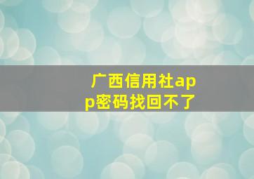 广西信用社app密码找回不了