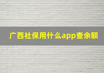 广西社保用什么app查余额