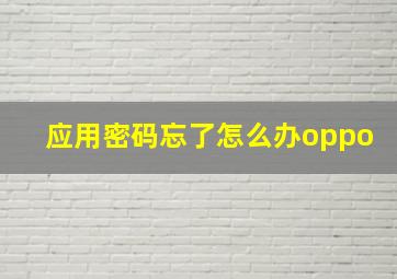 应用密码忘了怎么办oppo