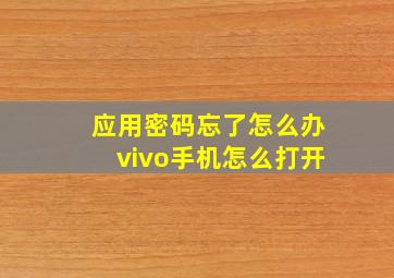 应用密码忘了怎么办vivo手机怎么打开