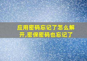 应用密码忘记了怎么解开,密保密码也忘记了