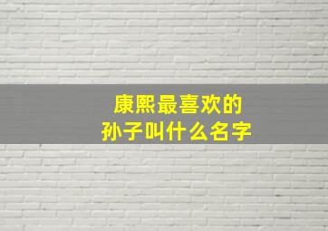 康熙最喜欢的孙子叫什么名字