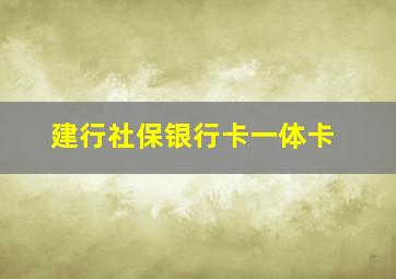 建行社保银行卡一体卡