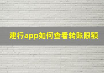 建行app如何查看转账限额