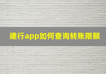 建行app如何查询转账限额