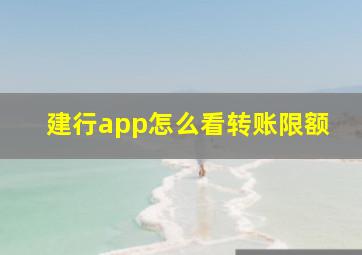 建行app怎么看转账限额