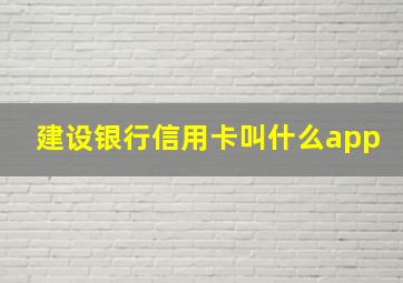 建设银行信用卡叫什么app