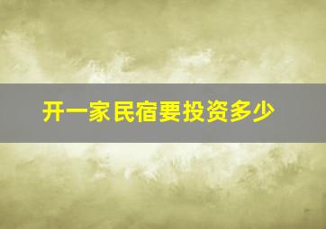 开一家民宿要投资多少