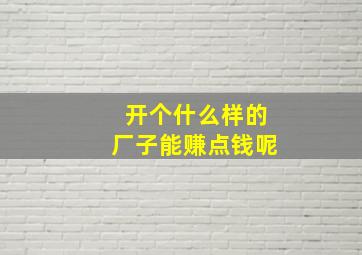 开个什么样的厂子能赚点钱呢