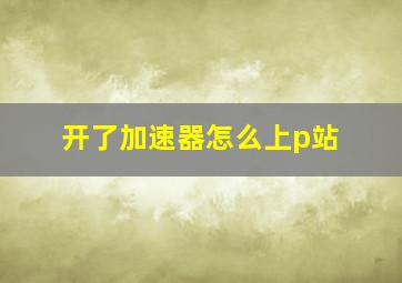 开了加速器怎么上p站