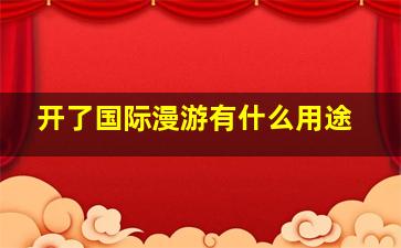 开了国际漫游有什么用途