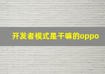 开发者模式是干嘛的oppo