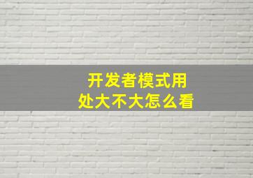 开发者模式用处大不大怎么看