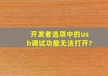 开发者选项中的usb调试功能无法打开?