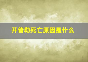 开普勒死亡原因是什么