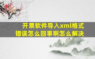 开票软件导入xml格式错误怎么回事啊怎么解决