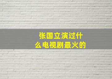 张国立演过什么电视剧最火的