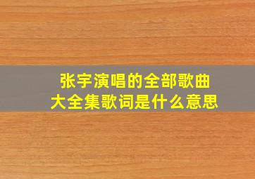 张宇演唱的全部歌曲大全集歌词是什么意思