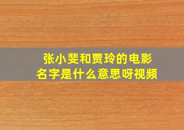 张小斐和贾玲的电影名字是什么意思呀视频