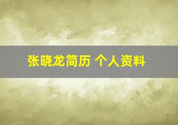 张晓龙简历 个人资料