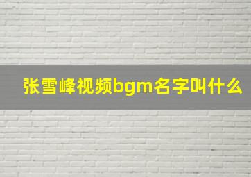 张雪峰视频bgm名字叫什么