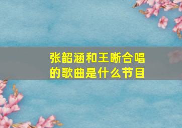 张韶涵和王晰合唱的歌曲是什么节目