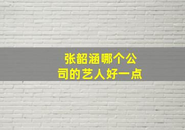 张韶涵哪个公司的艺人好一点