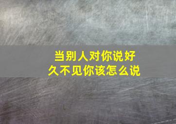 当别人对你说好久不见你该怎么说