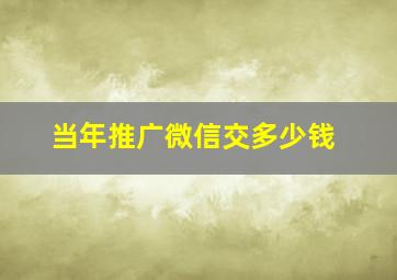 当年推广微信交多少钱