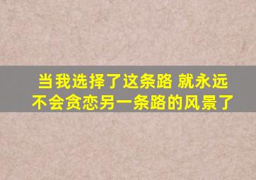 当我选择了这条路 就永远不会贪恋另一条路的风景了