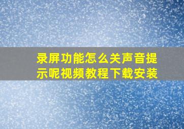 录屏功能怎么关声音提示呢视频教程下载安装