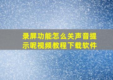 录屏功能怎么关声音提示呢视频教程下载软件