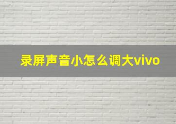 录屏声音小怎么调大vivo