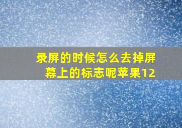 录屏的时候怎么去掉屏幕上的标志呢苹果12