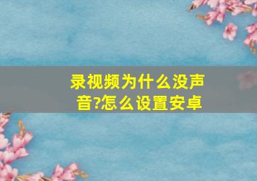 录视频为什么没声音?怎么设置安卓