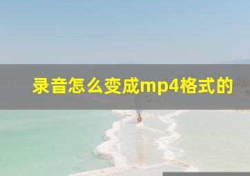 录音怎么变成mp4格式的