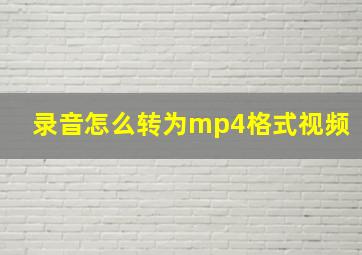 录音怎么转为mp4格式视频