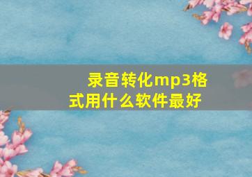 录音转化mp3格式用什么软件最好