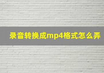 录音转换成mp4格式怎么弄