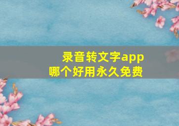 录音转文字app哪个好用永久免费