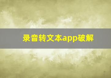 录音转文本app破解