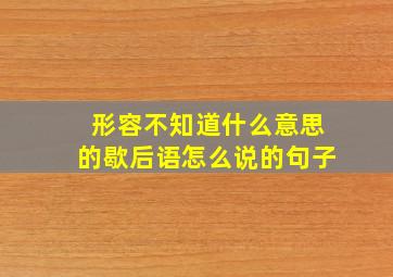 形容不知道什么意思的歇后语怎么说的句子