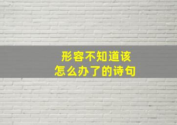 形容不知道该怎么办了的诗句