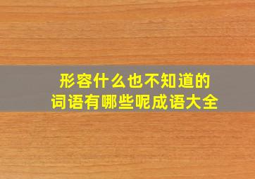 形容什么也不知道的词语有哪些呢成语大全