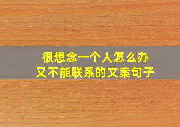 很想念一个人怎么办又不能联系的文案句子