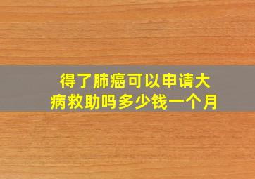 得了肺癌可以申请大病救助吗多少钱一个月