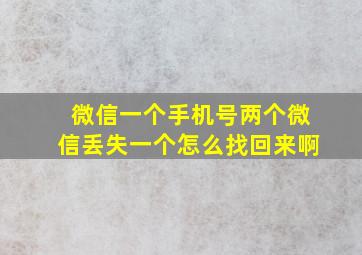 微信一个手机号两个微信丢失一个怎么找回来啊