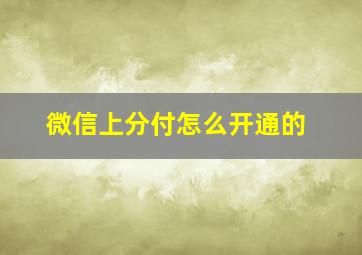 微信上分付怎么开通的