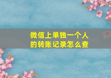 微信上单独一个人的转账记录怎么查