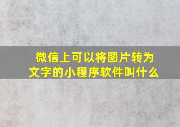 微信上可以将图片转为文字的小程序软件叫什么